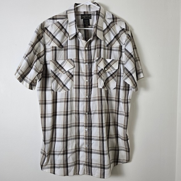 High Noon Other - High Noon Shirt Western Pearl Snap Mens XL Brown Plaid Cowboy Rodeo Rancher